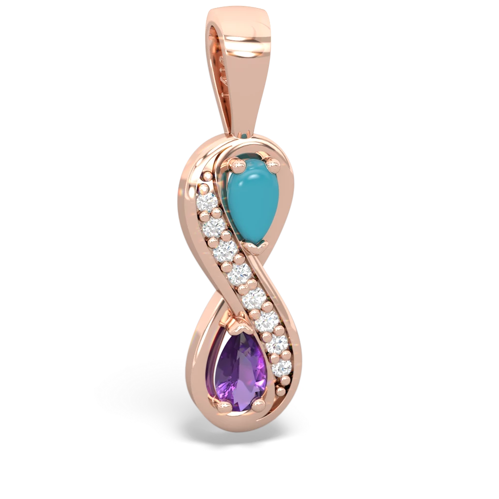 Turquoise Diamond Infinity 14K Rose Gold pendant P5390