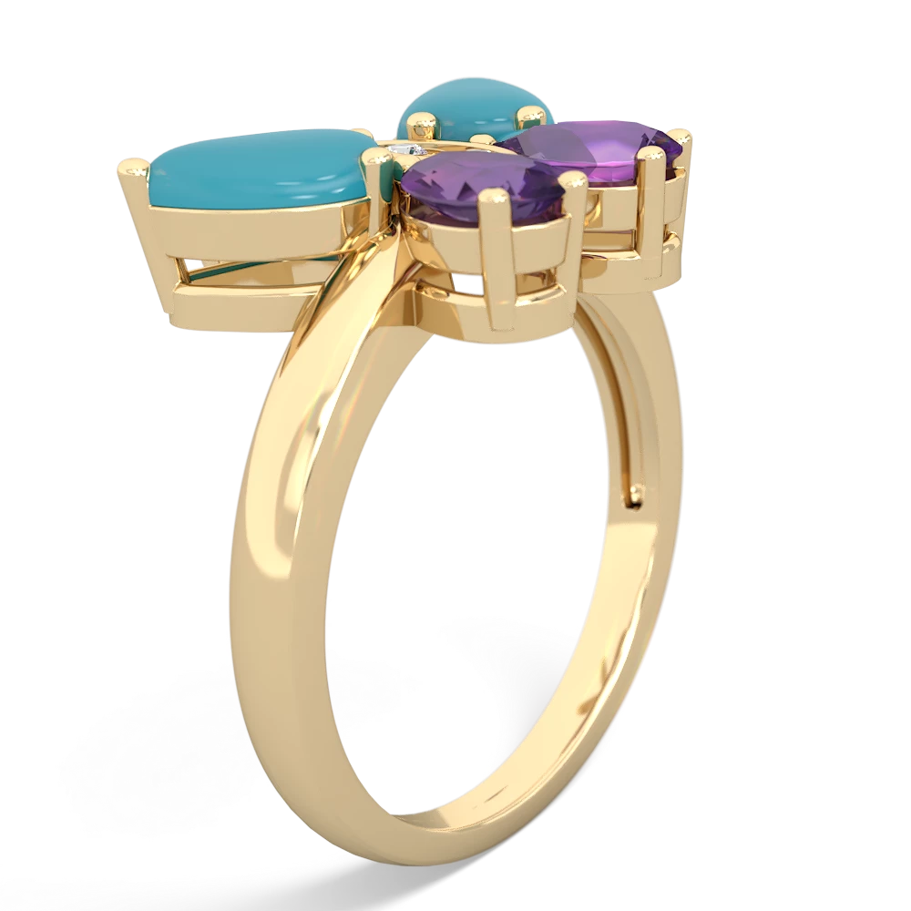 Turquoise Butterfly 14K Yellow Gold ring R2215