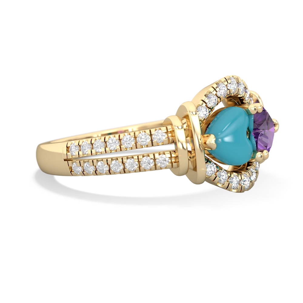 Turquoise Art-Deco Keepsake 14K Yellow Gold ring R5630