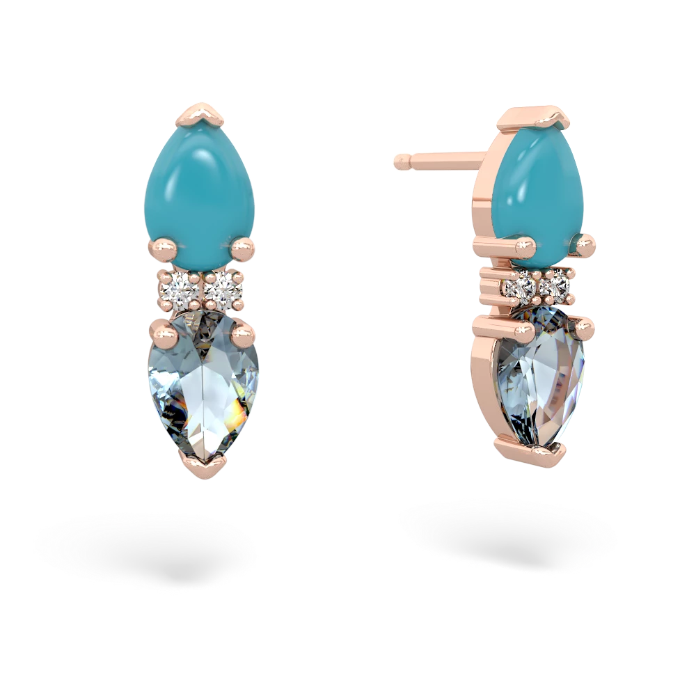 Turquoise Bowtie Drop 14K Rose Gold earrings E0865