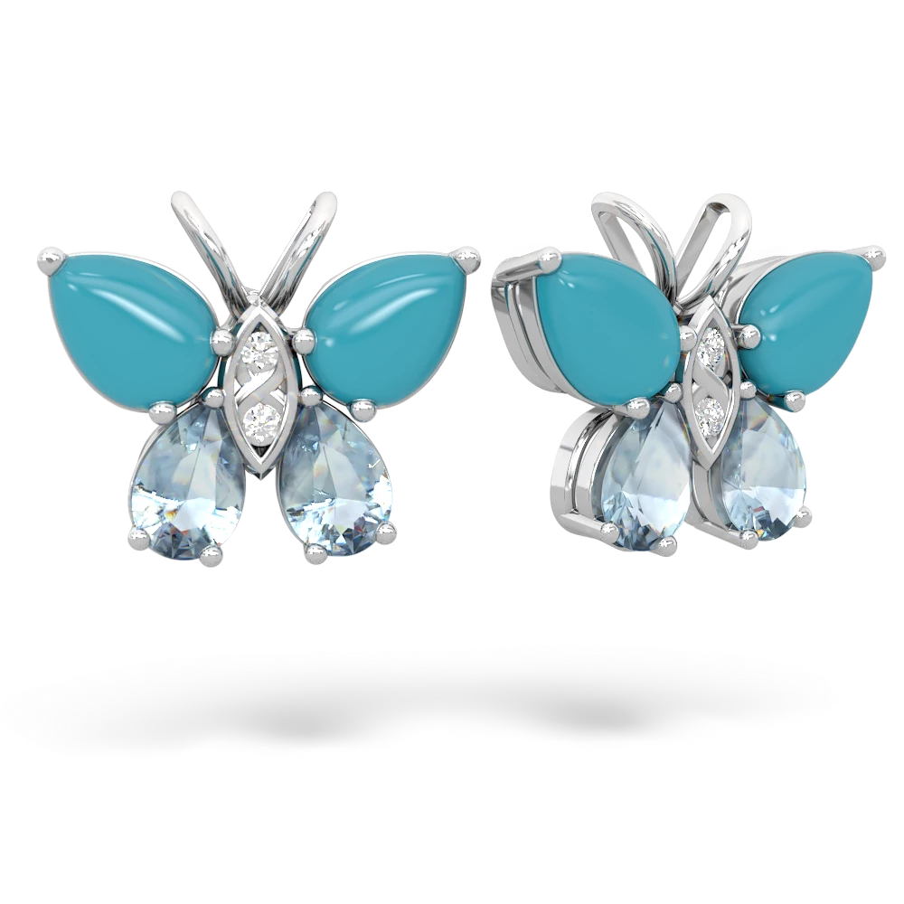 Turquoise Butterfly 14K White Gold earrings E2215