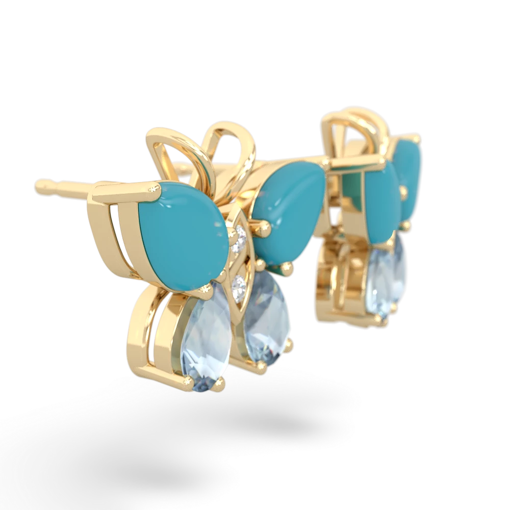 Turquoise Butterfly 14K Yellow Gold earrings E2215