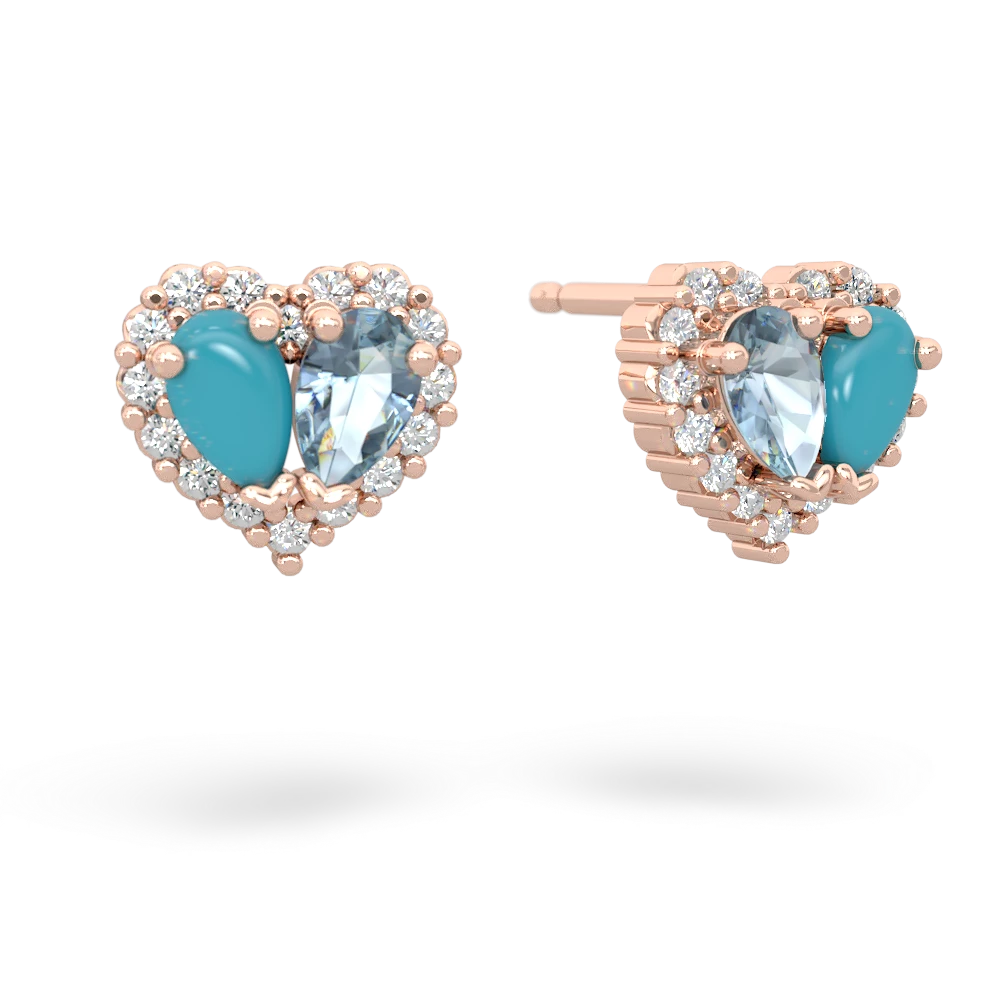 Turquoise Halo 14K Rose Gold earrings E7008