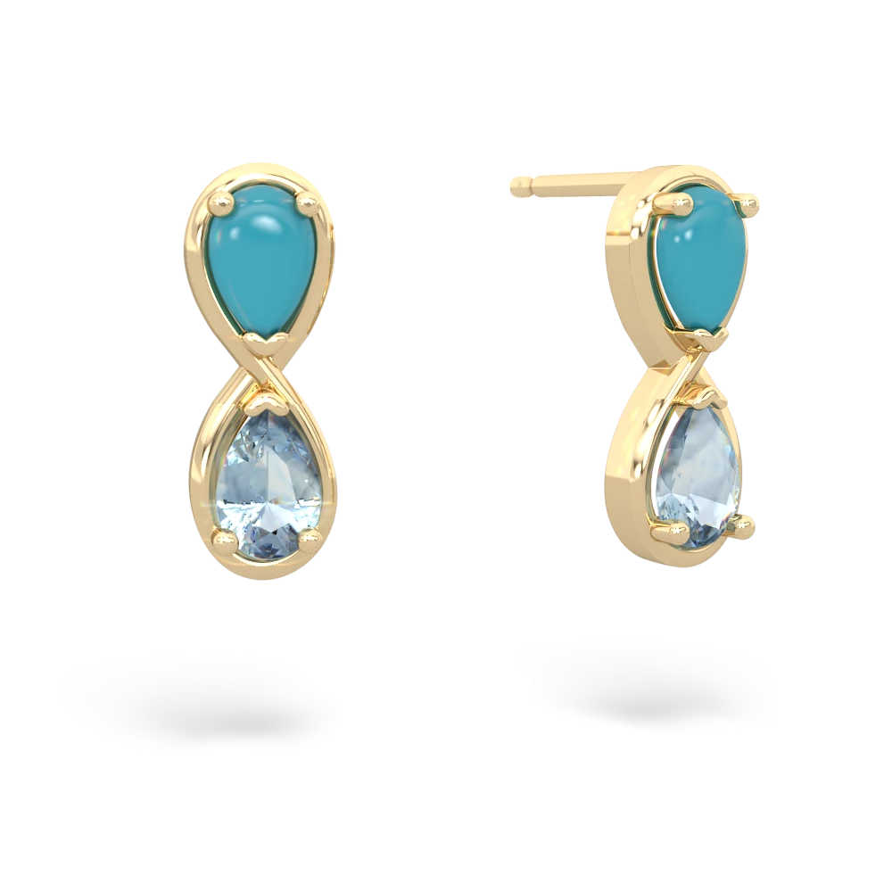 Turquoise Infinity 14K Yellow Gold earrings E5050