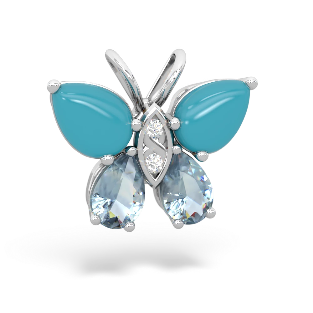 Turquoise Butterfly 14K White Gold pendant P2215