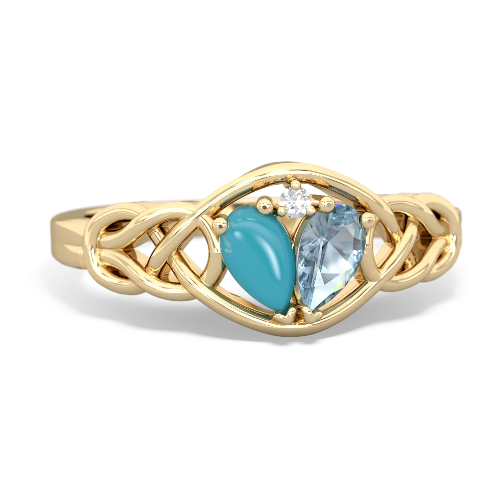 Turquoise Celtic Love Knot 14K Yellow Gold ring R5420