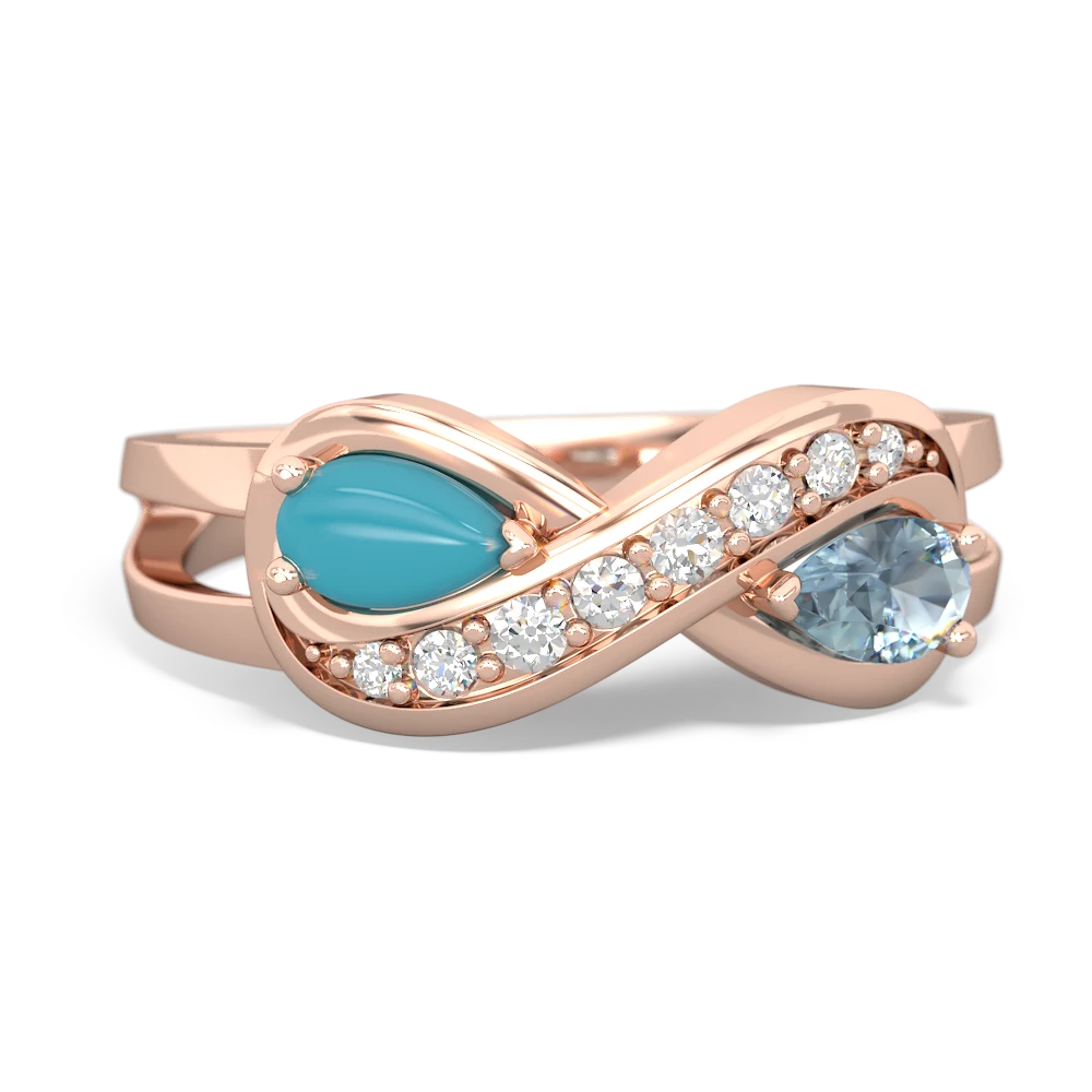 Turquoise Diamond Infinity 14K Rose Gold ring R5390