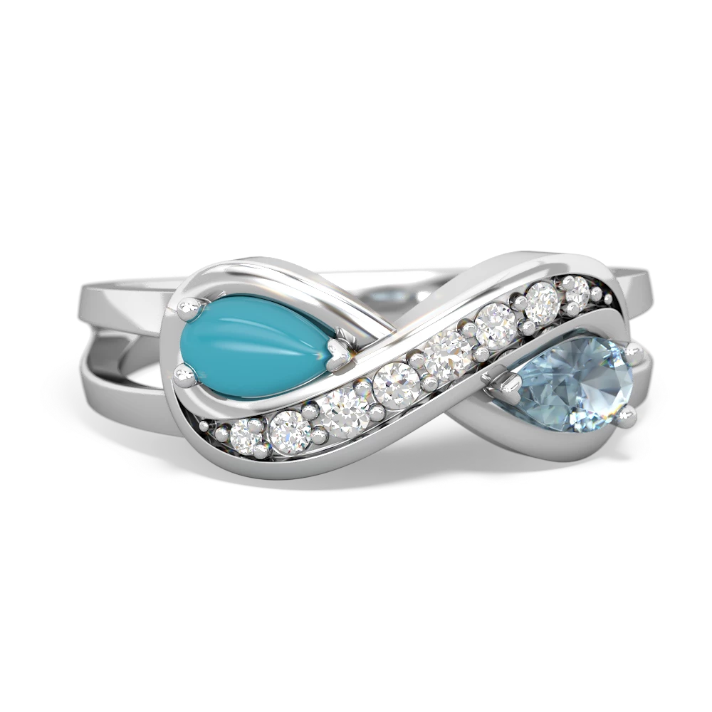 Turquoise Diamond Infinity 14K White Gold ring R5390