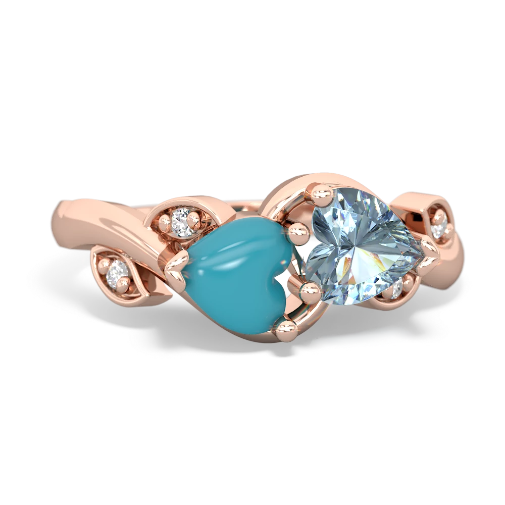 Turquoise Floral Elegance 14K Rose Gold ring R5790