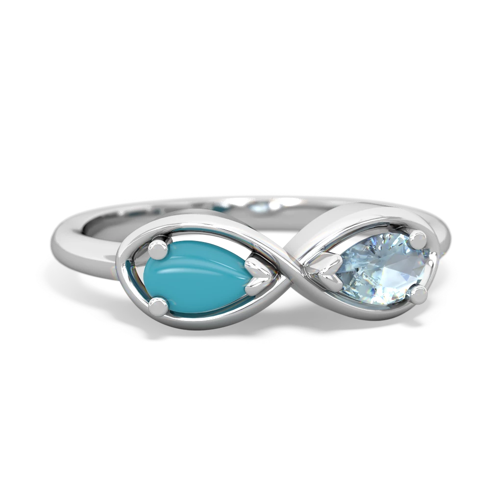 Turquoise Infinity 14K White Gold ring R5050