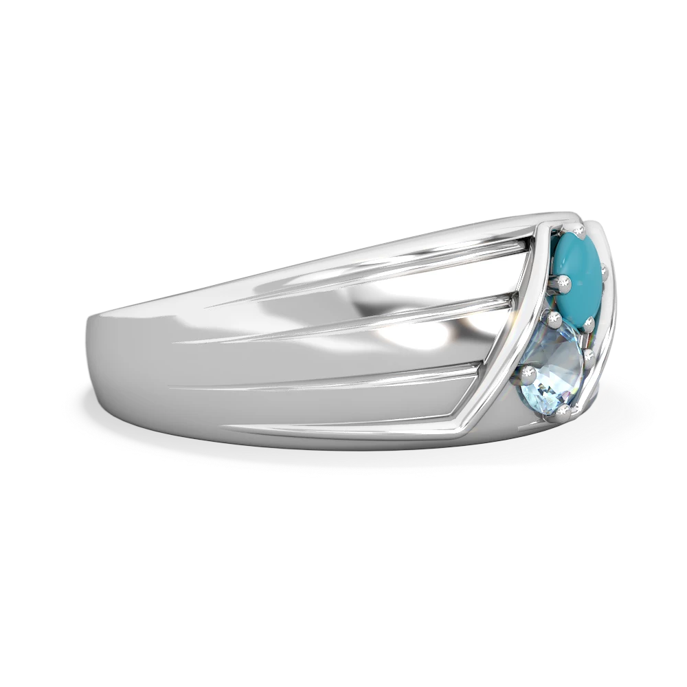 Turquoise Men's Streamline 14K White Gold ring R0460