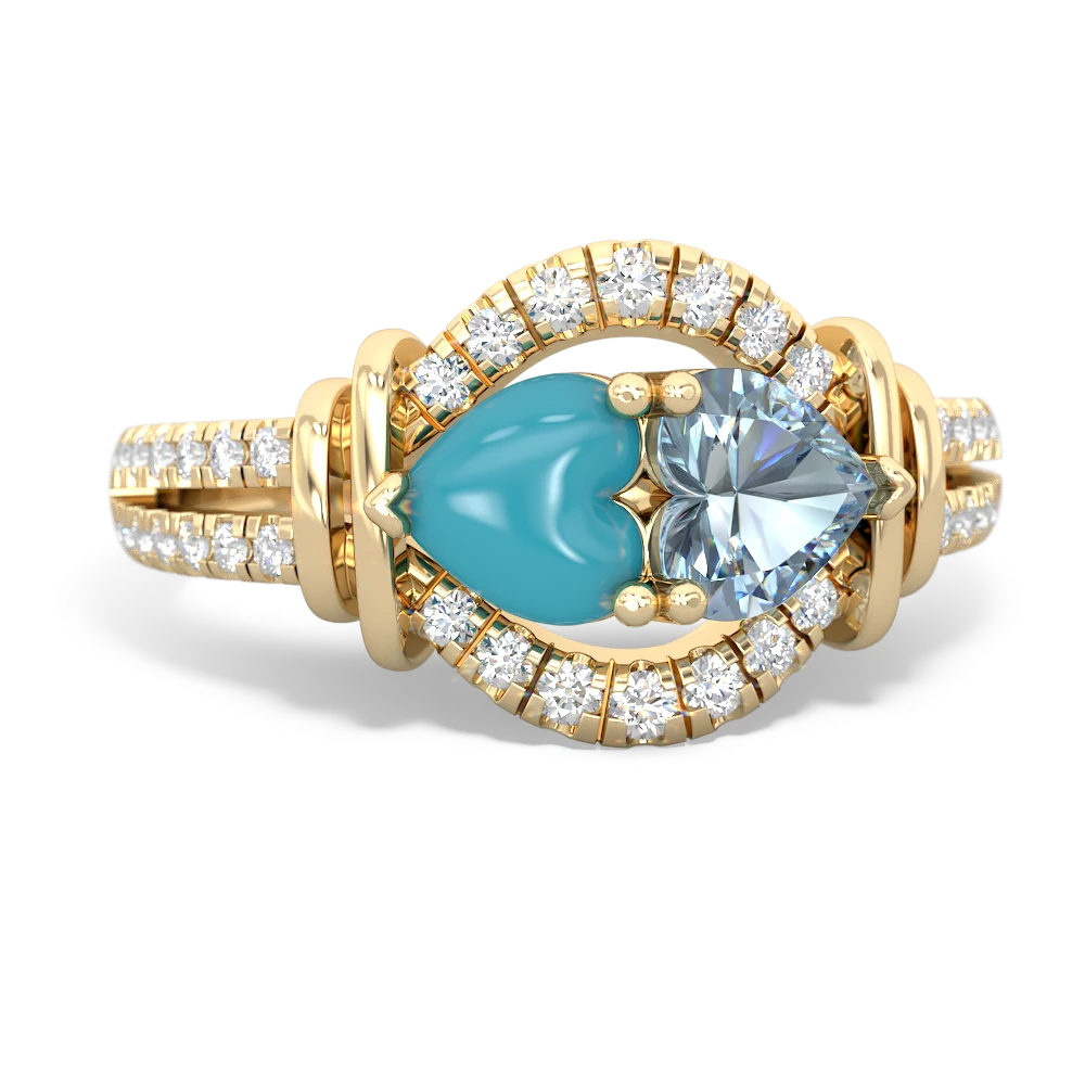 Turquoise Art-Deco Keepsake 14K Yellow Gold ring R5630