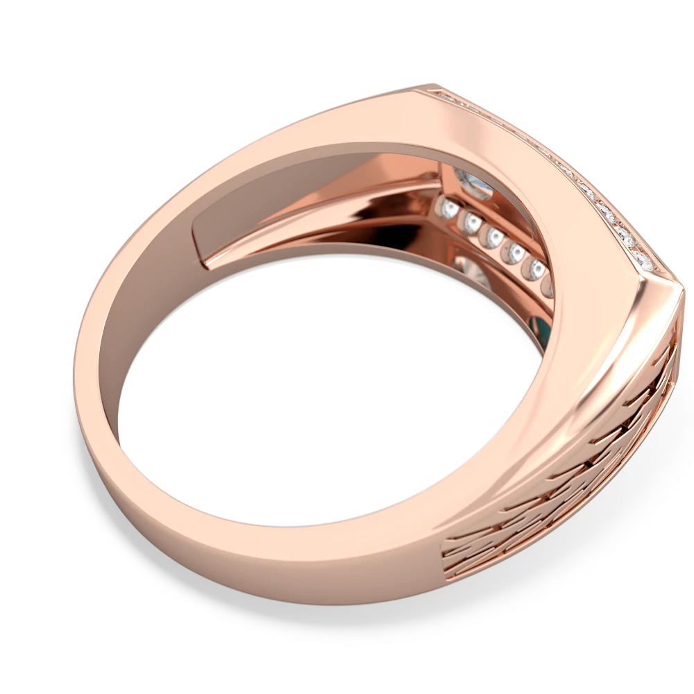 Turquoise Three Stone Tire Tread Men's 14K Rose Gold ring R0520