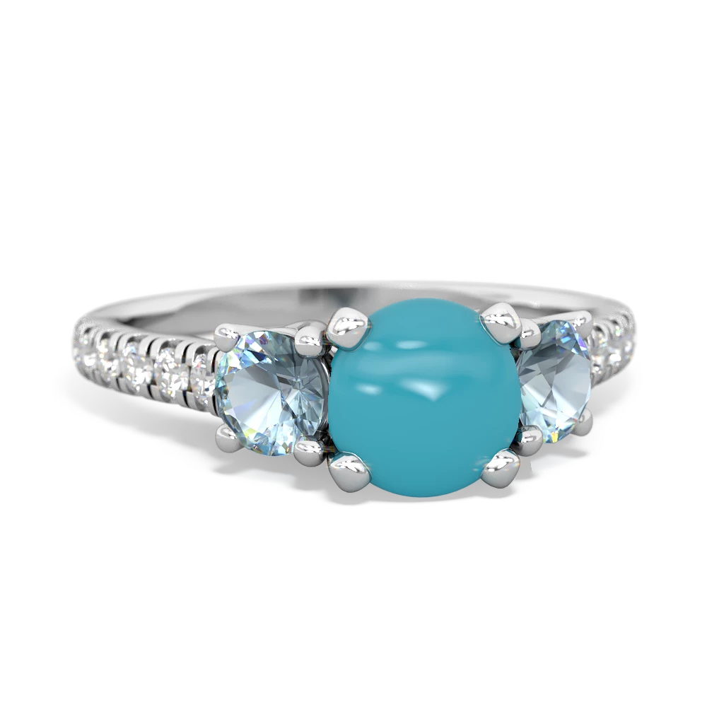 Turquoise Pave Trellis 14K White Gold ring R5500