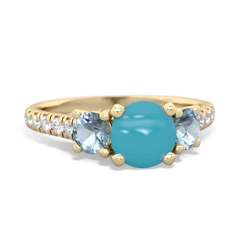 Turquoise Pave Trellis 14K Yellow Gold ring R5500