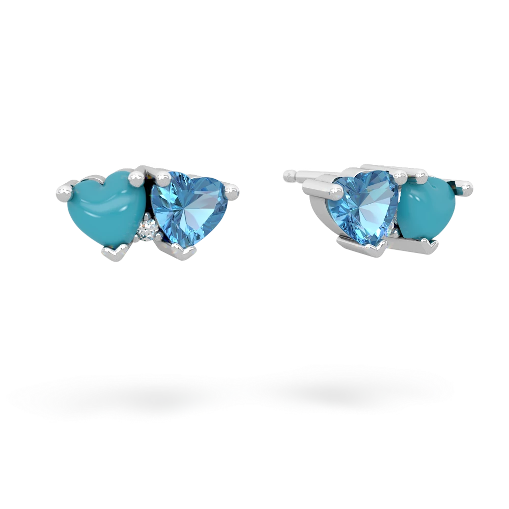 Turquoise Sweethearts 14K White Gold earrings E5260