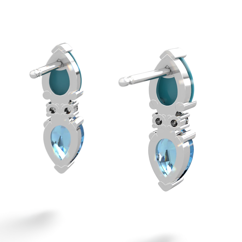 Turquoise Bowtie Drop 14K White Gold earrings E0865