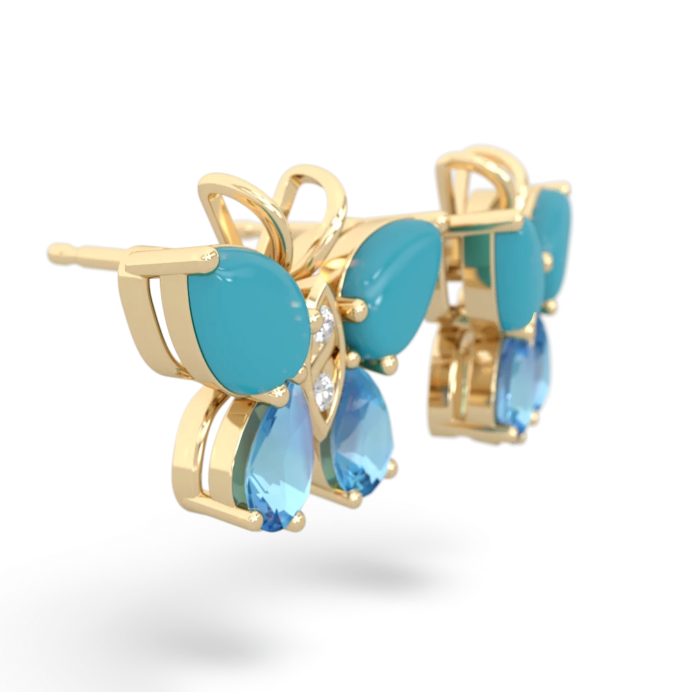 Turquoise Butterfly 14K Yellow Gold earrings E2215