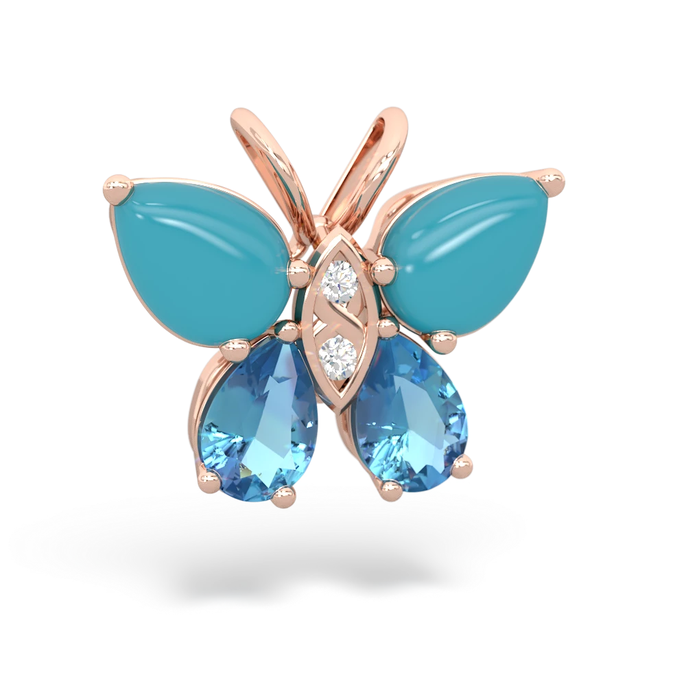 Turquoise Butterfly 14K Rose Gold pendant P2215