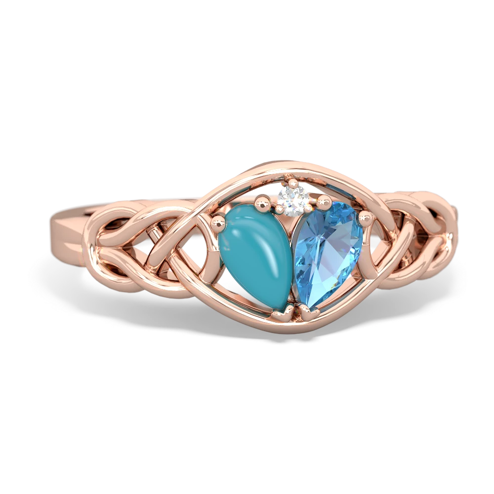 Turquoise Celtic Love Knot 14K Rose Gold ring R5420