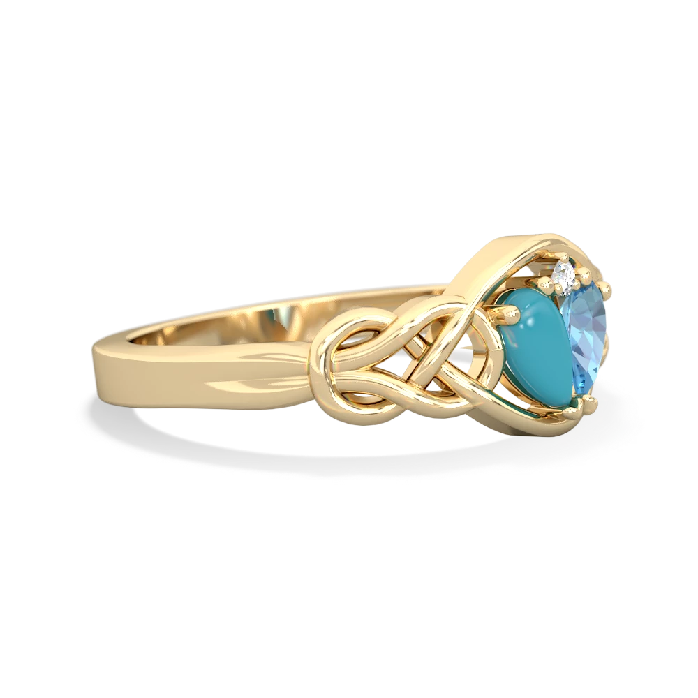 Turquoise Celtic Love Knot 14K Yellow Gold ring R5420