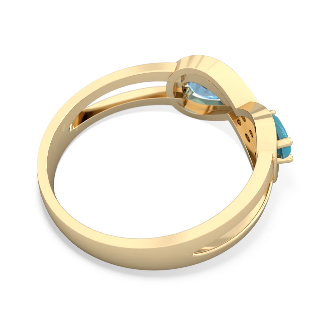 Turquoise Diamond Infinity 14K Yellow Gold ring R5390