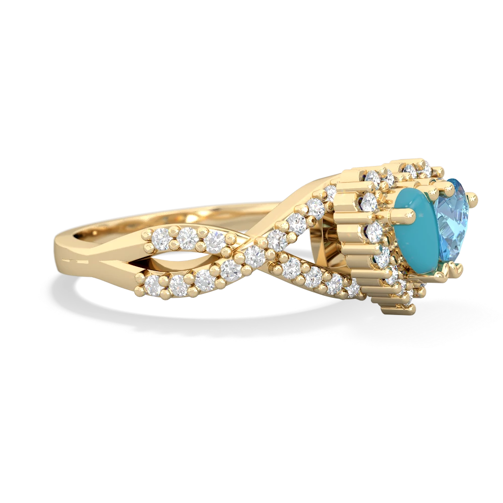 Turquoise Diamond Twist 'One Heart' 14K Yellow Gold ring R2640HRT