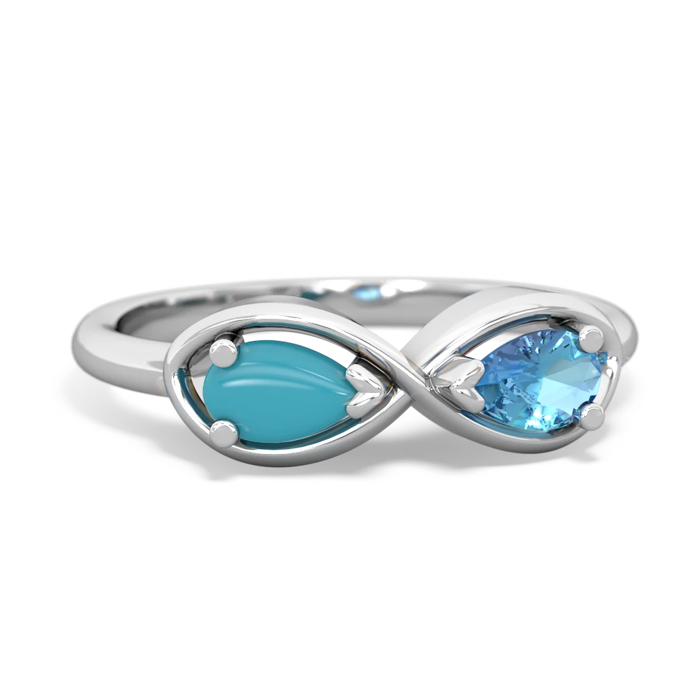 Turquoise Infinity 14K White Gold ring R5050