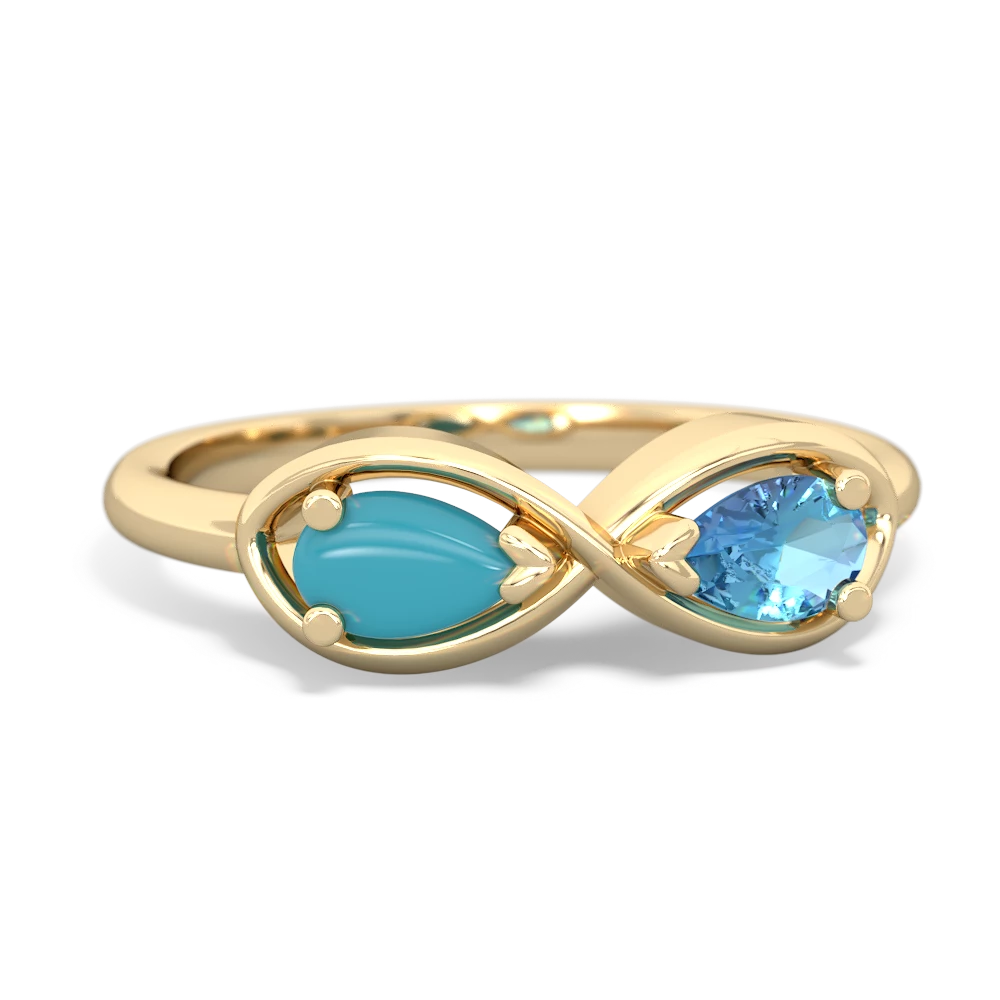 Turquoise Infinity 14K Yellow Gold ring R5050