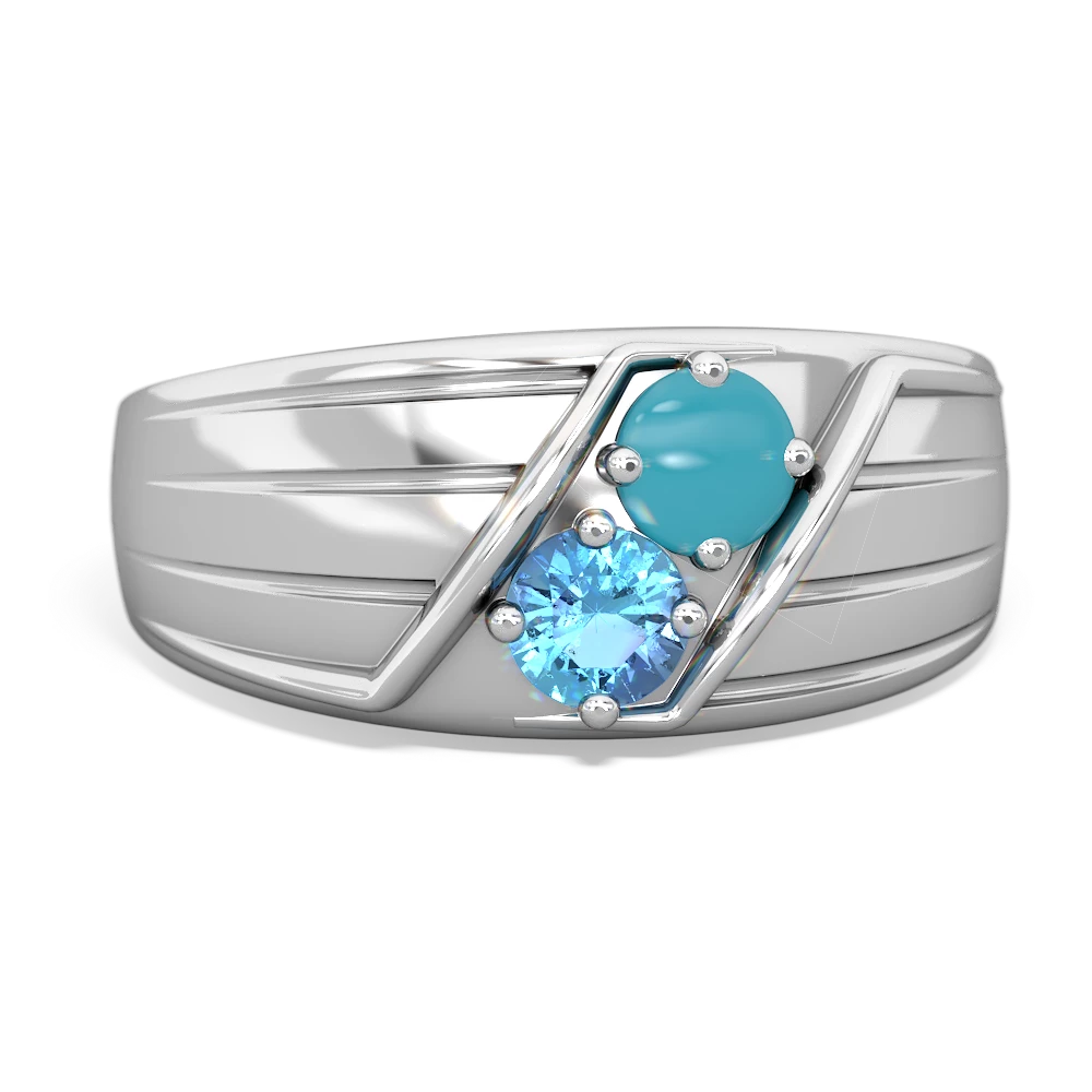 Turquoise Men's Streamline 14K White Gold ring R0460