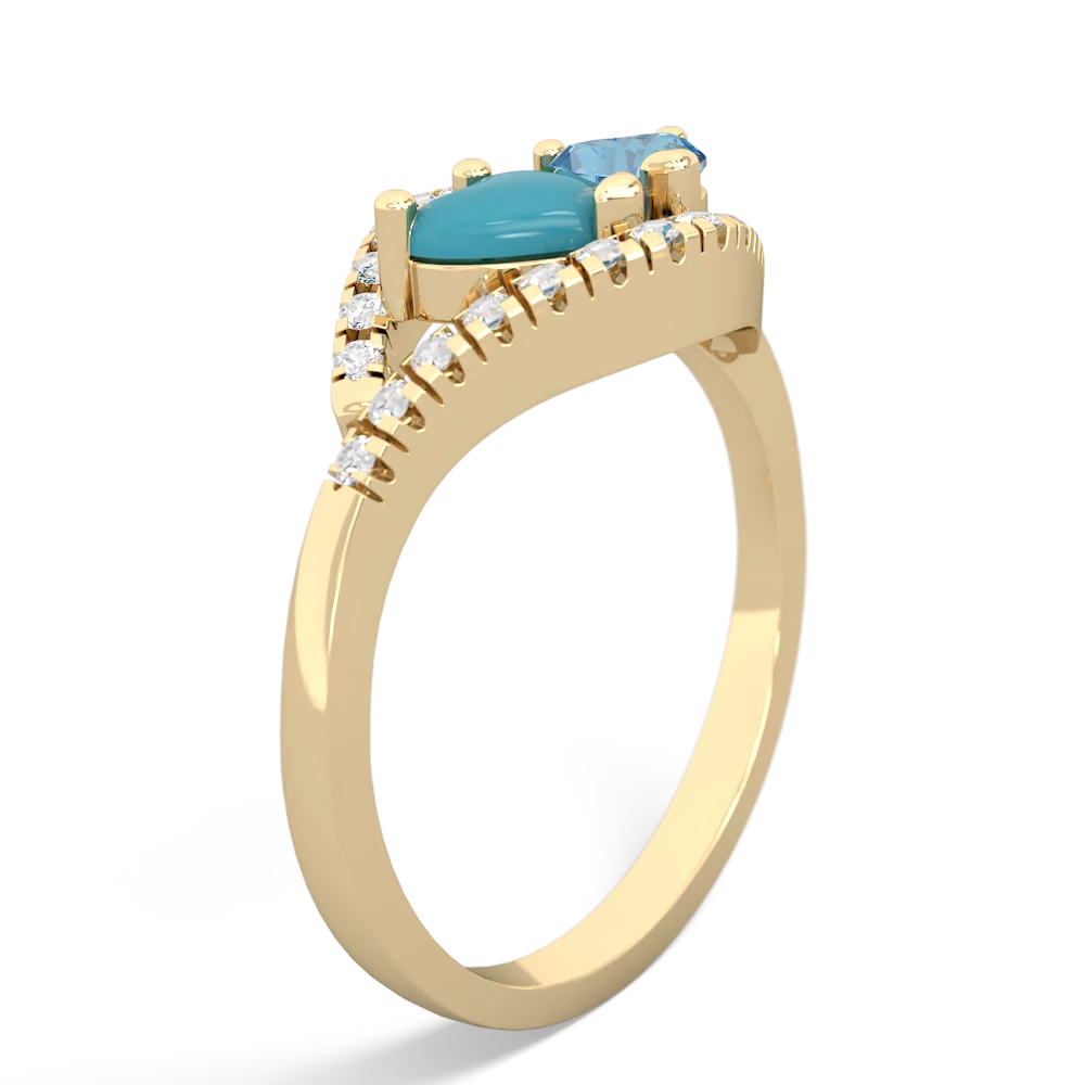 Turquoise Mother And Child 14K Yellow Gold ring R3010