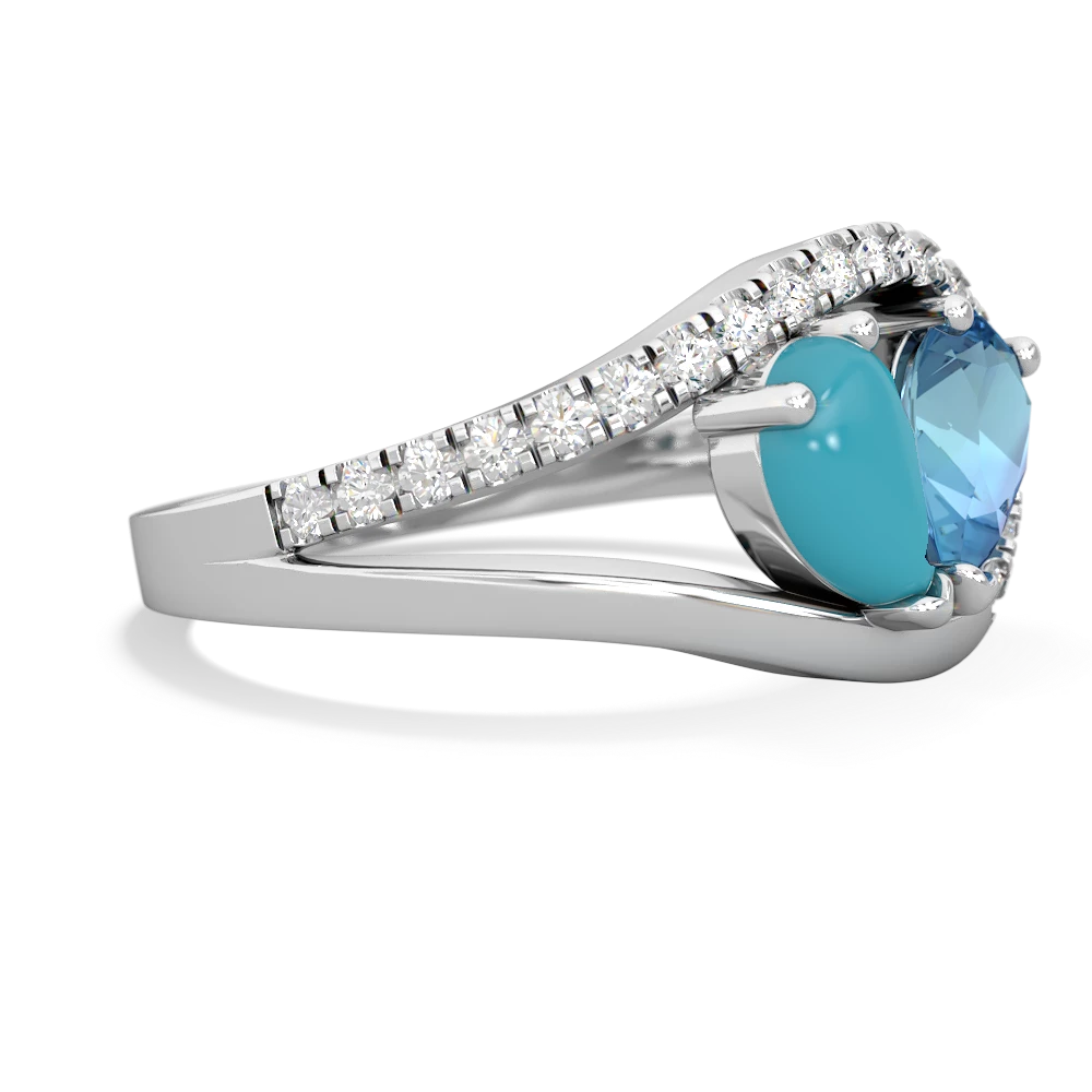 Turquoise Nestled Heart Keepsake 14K White Gold ring R5650