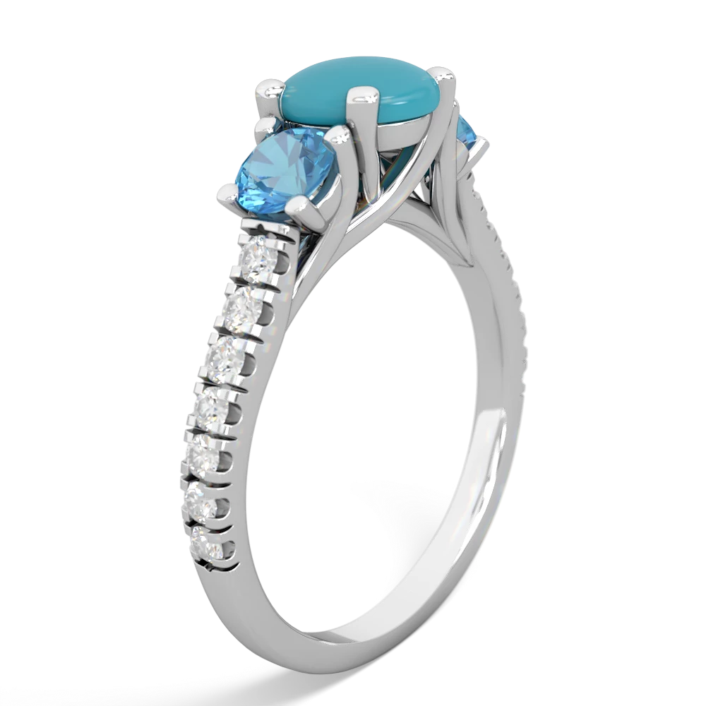 Turquoise Pave Trellis 14K White Gold ring R5500