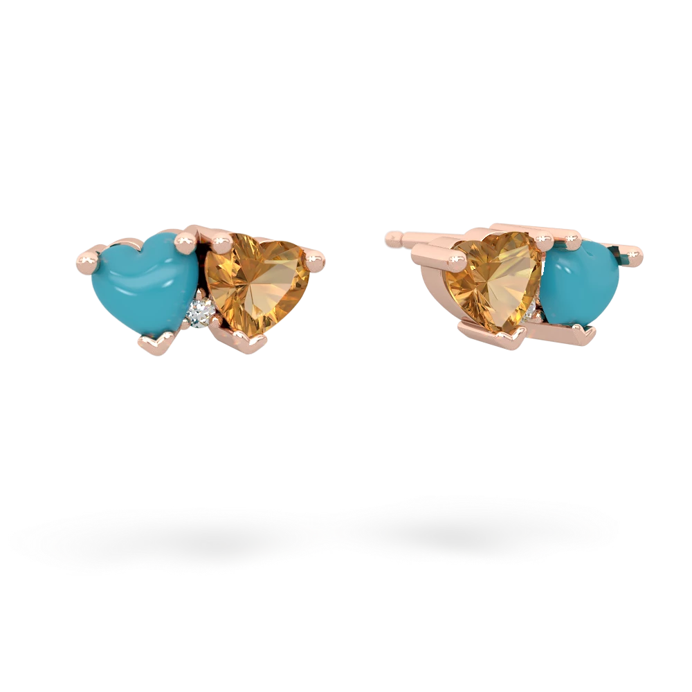 Turquoise Sweethearts 14K Rose Gold earrings E5260