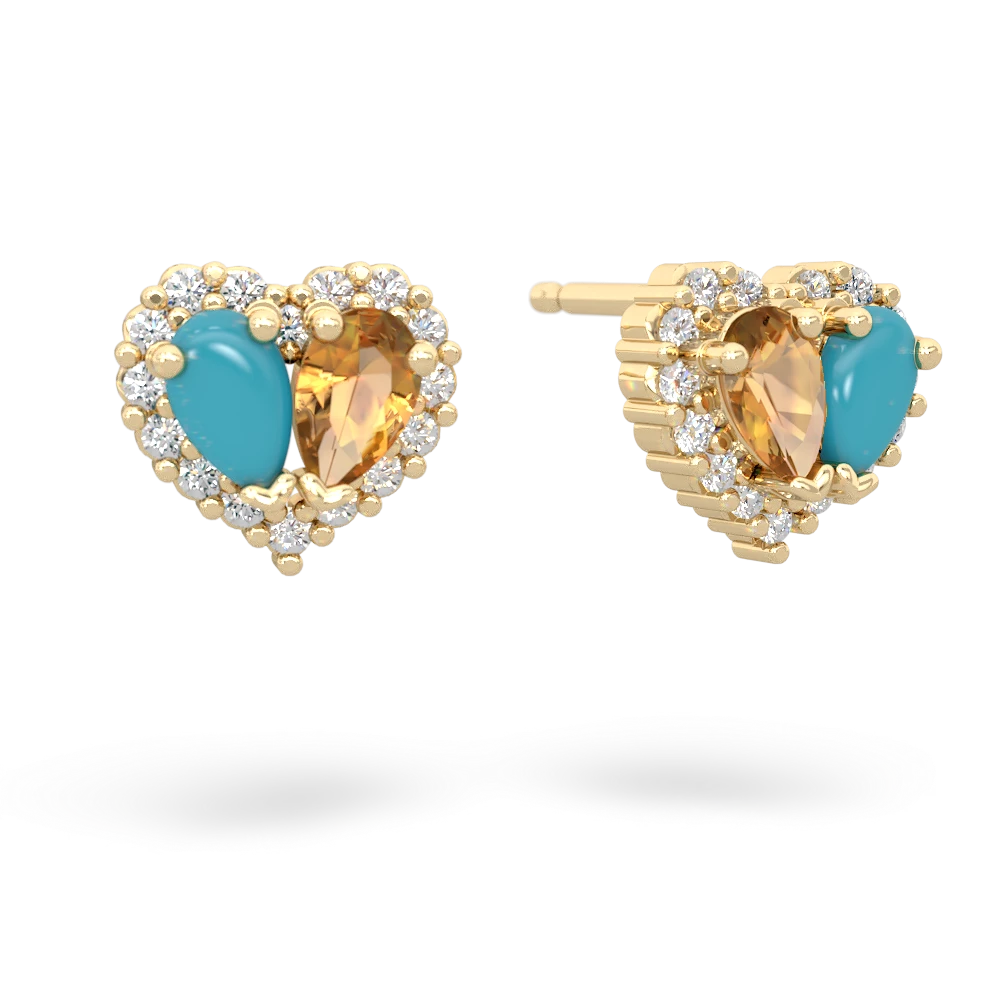 Turquoise Halo 14K Yellow Gold earrings E7008