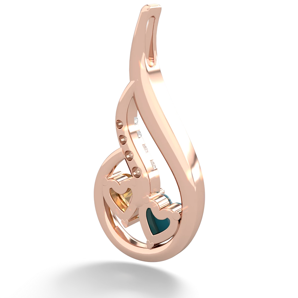 Turquoise Keepsake Curves 14K Rose Gold pendant P5450