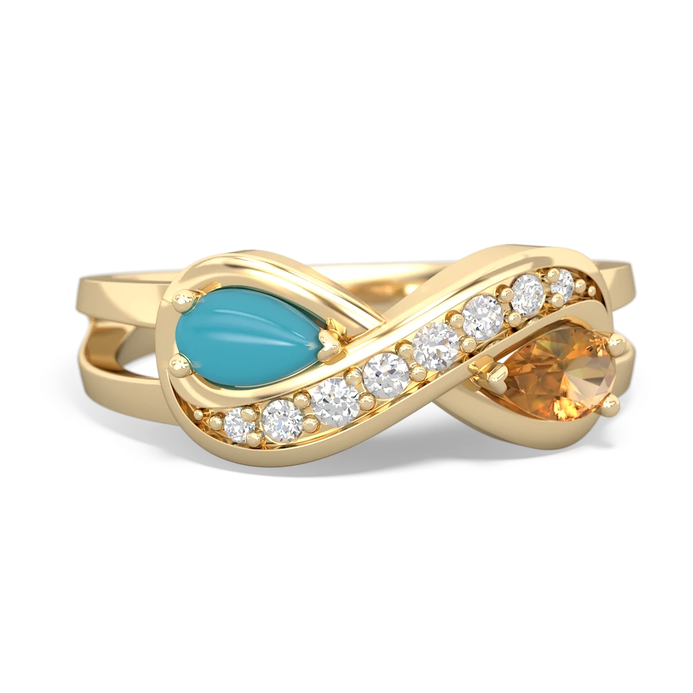 Turquoise Diamond Infinity 14K Yellow Gold ring R5390