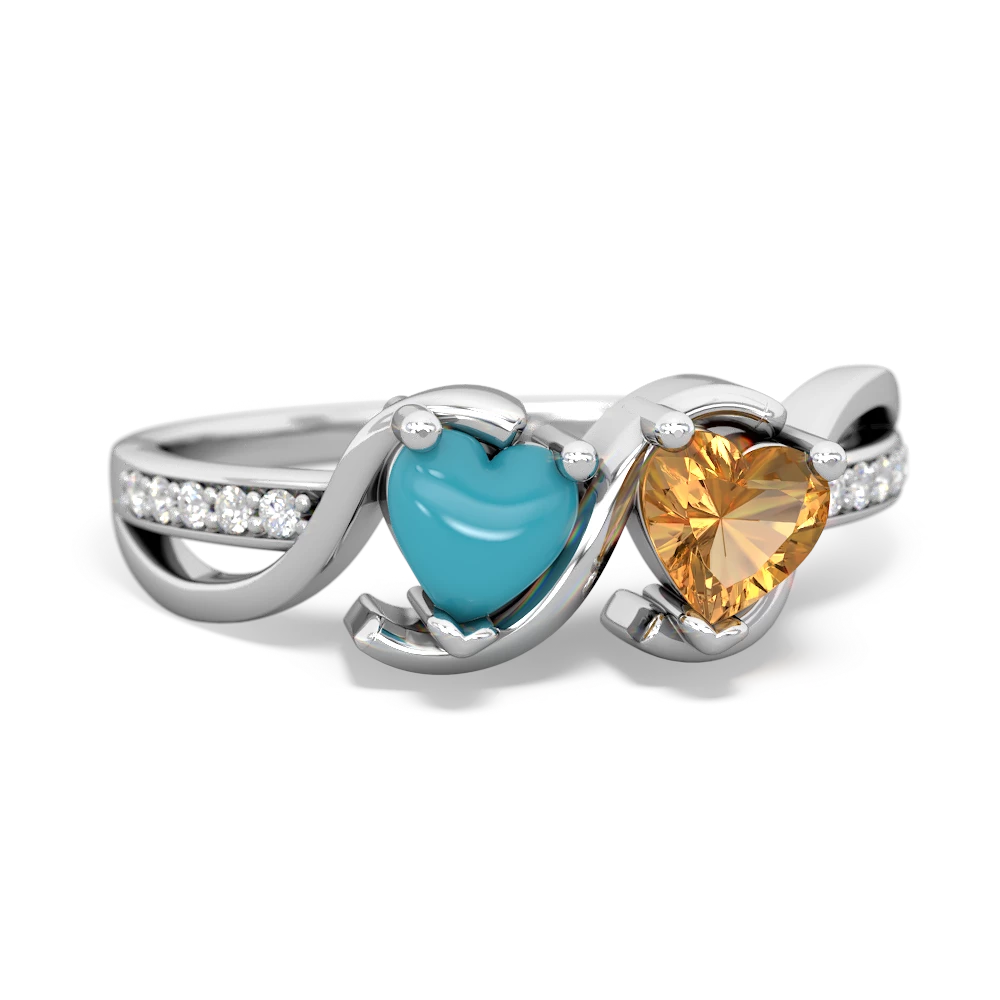 Turquoise Side By Side 14K White Gold ring R3090