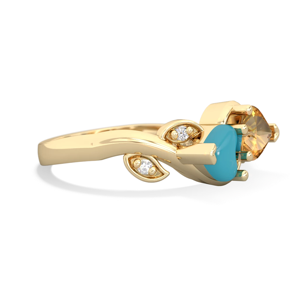 Turquoise Floral Elegance 14K Yellow Gold ring R5790