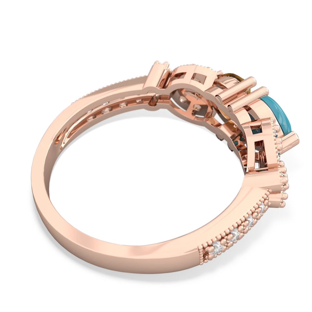 Turquoise Diamond Butterflies 14K Rose Gold ring R5601