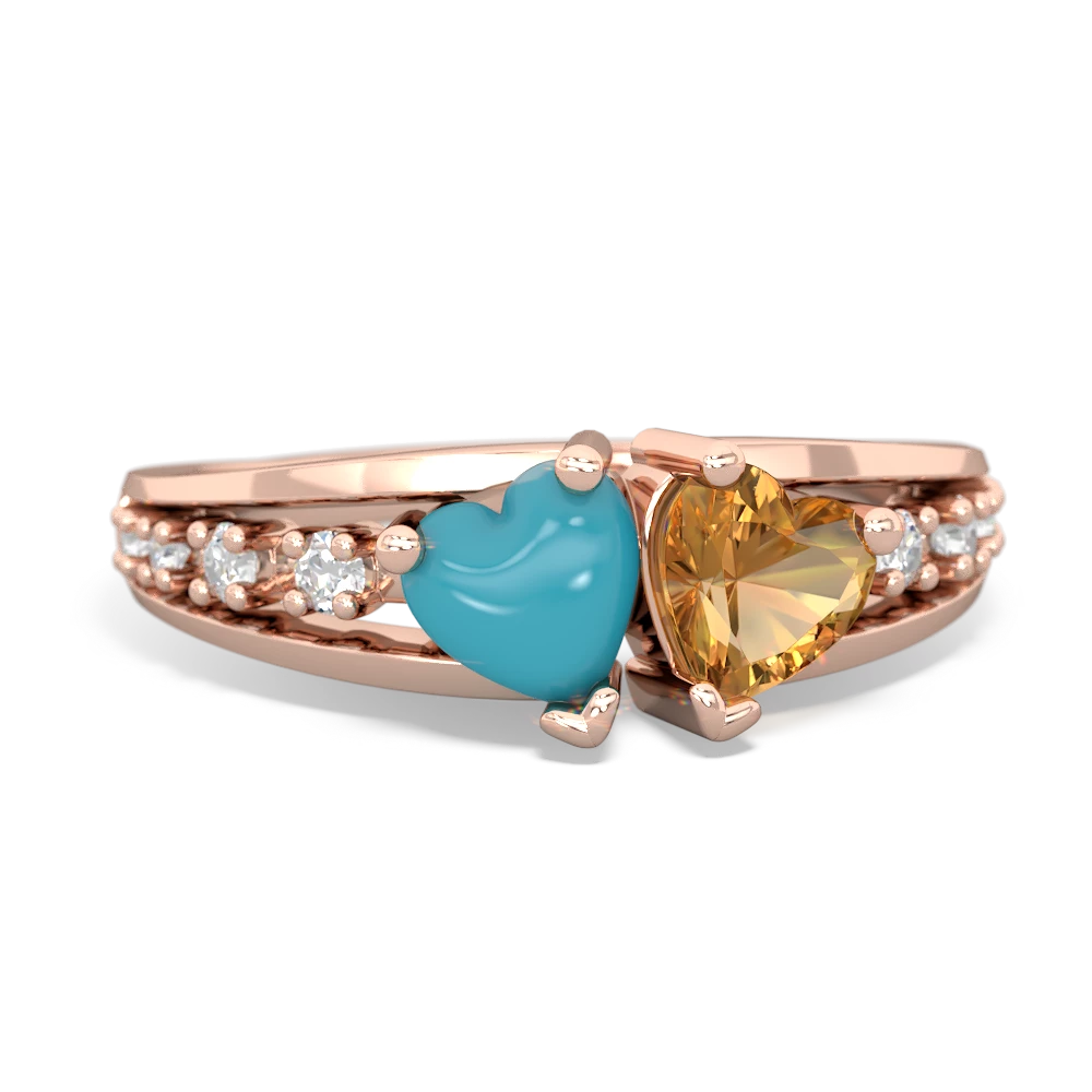 Turquoise Heart To Heart 14K Rose Gold ring R3342