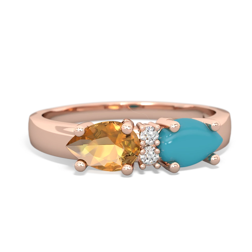 Turquoise Pear Bowtie 14K Rose Gold ring R0865