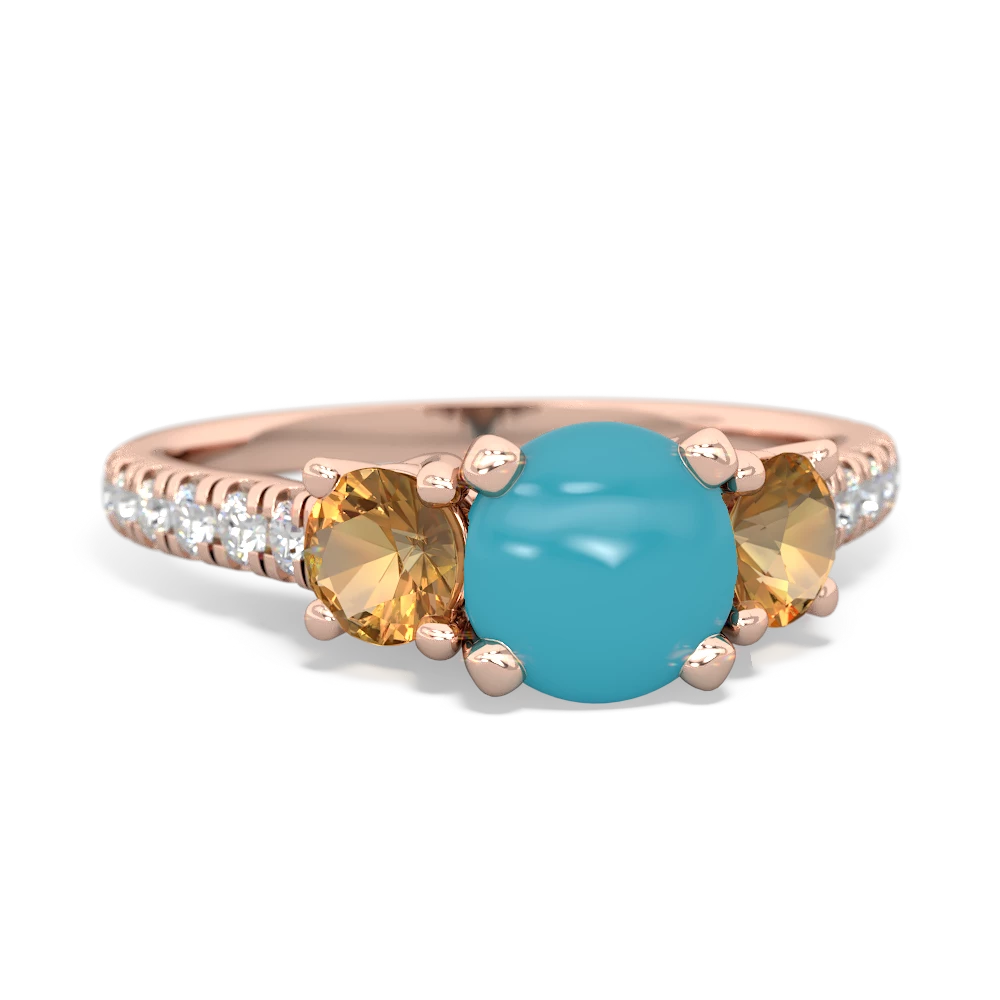 Turquoise Pave Trellis 14K Rose Gold ring R5500