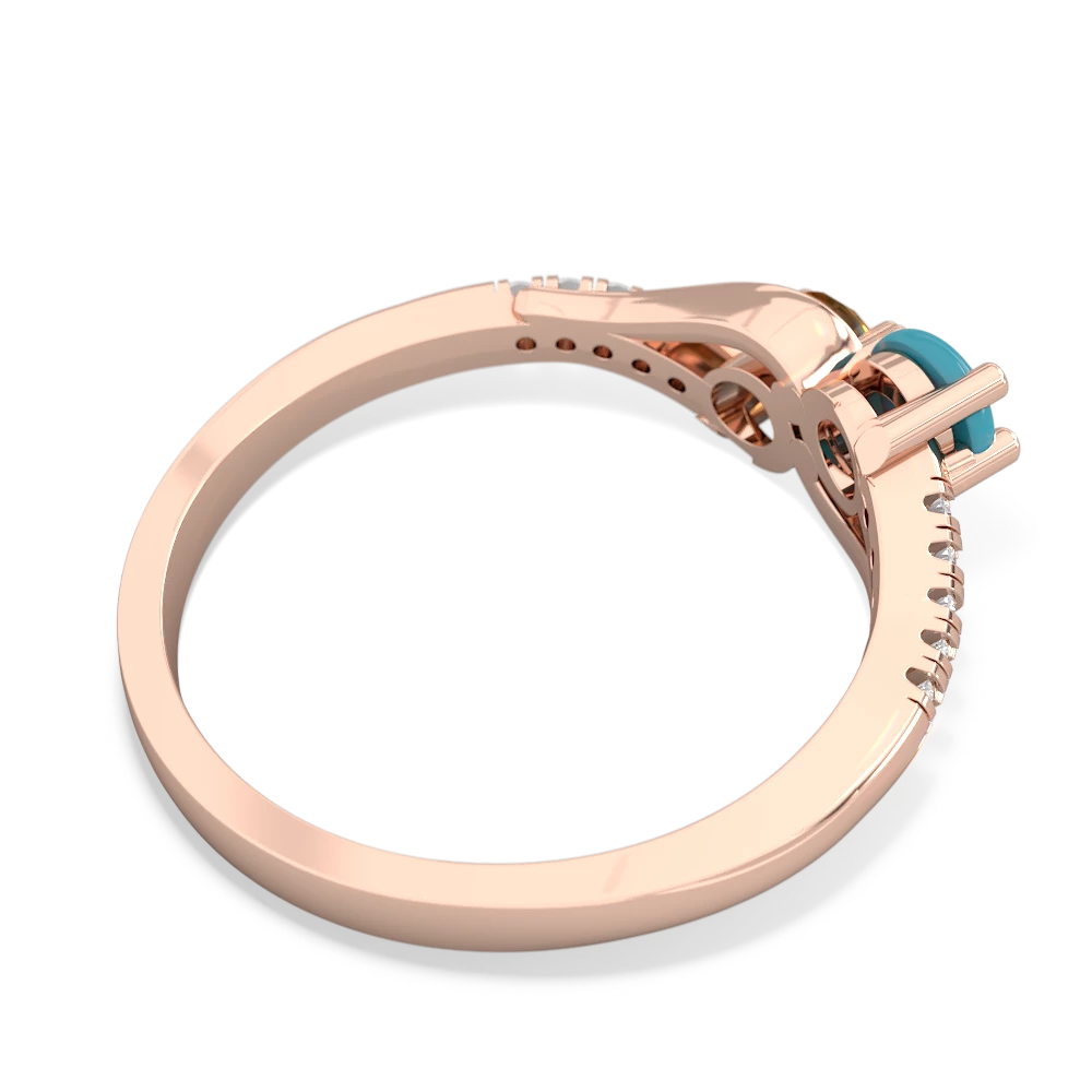 Turquoise Infinity Pave Two Stone 14K Rose Gold ring R5285