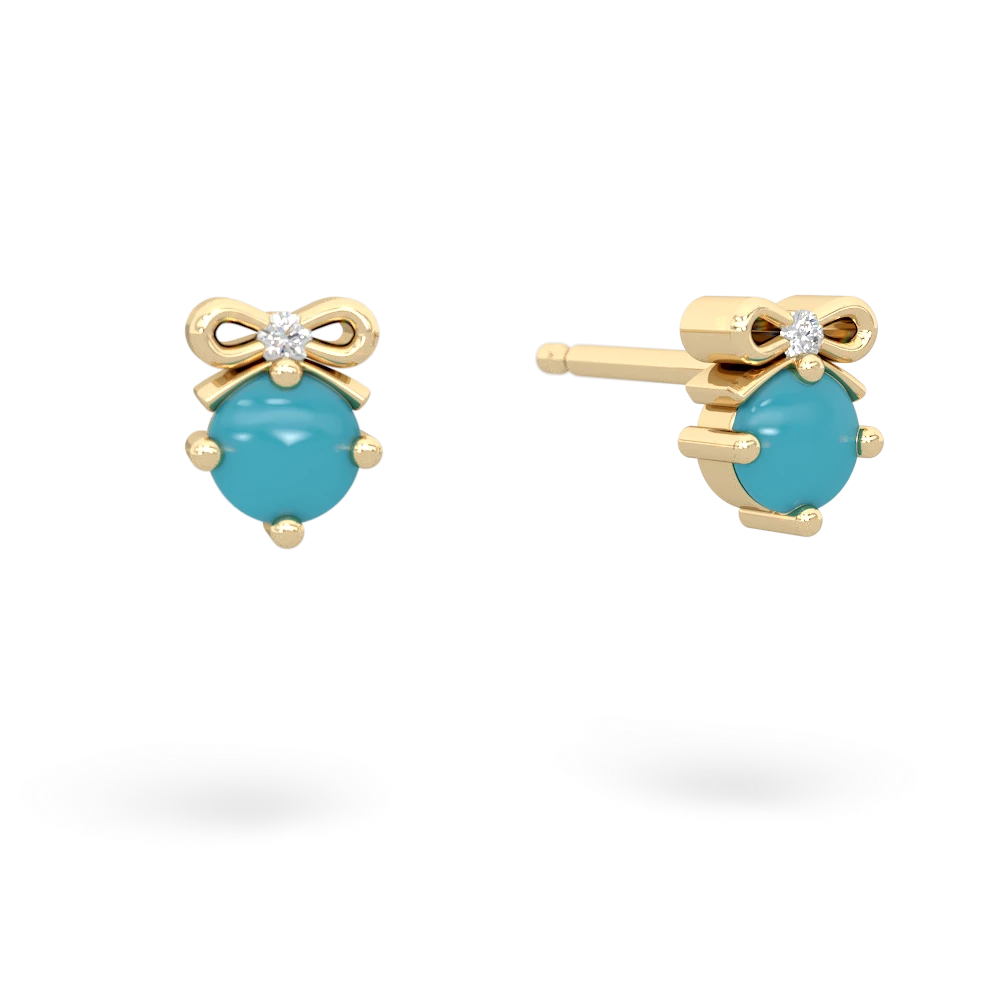 Turquoise Diamond Bows 14K Yellow Gold earrings E7002