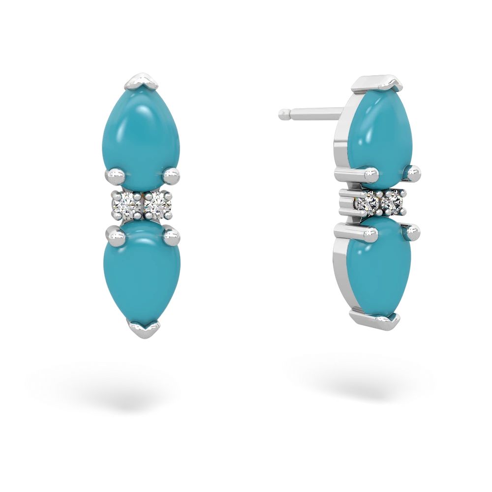 Turquoise Bowtie Drop 14K White Gold earrings E0865