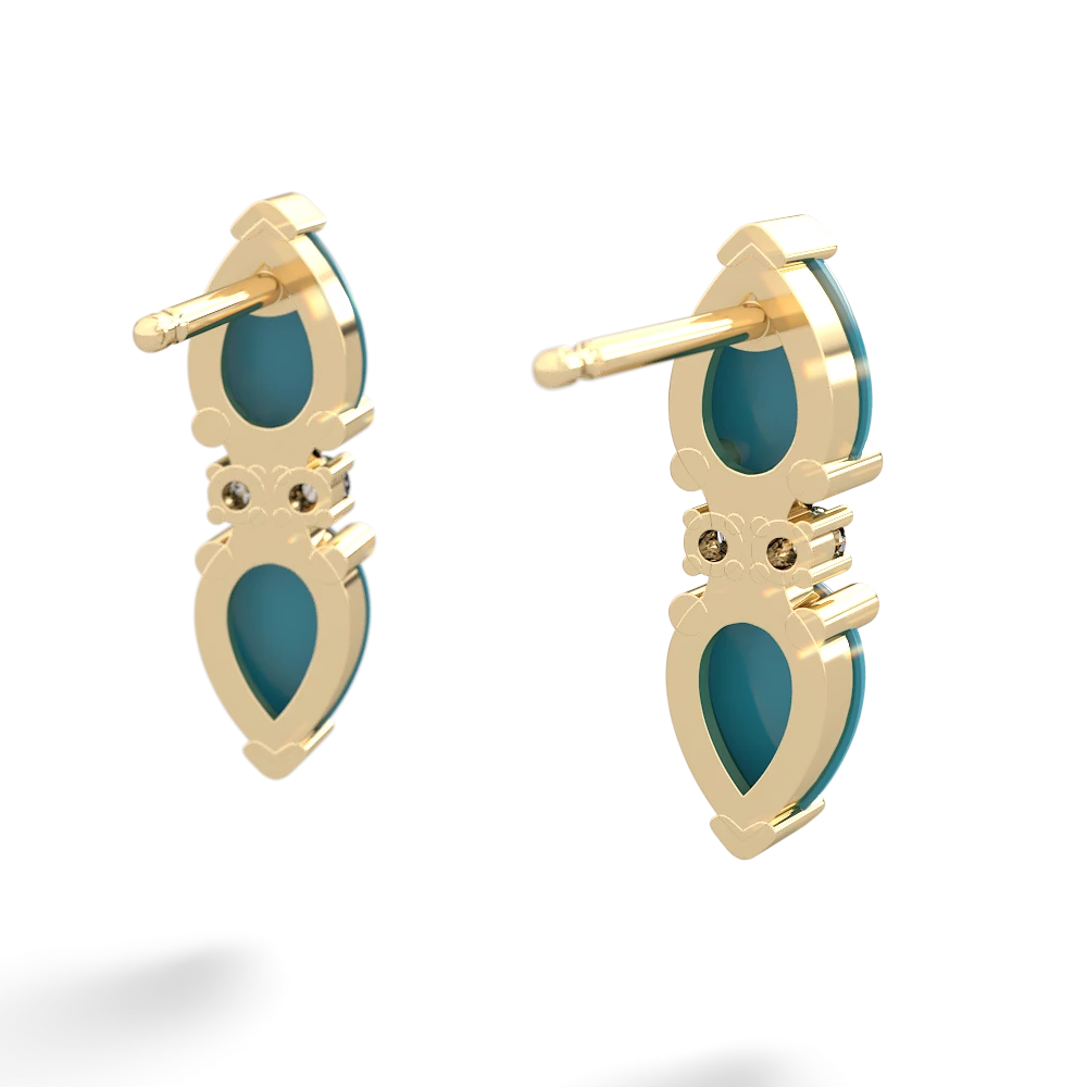 Turquoise Bowtie Drop 14K Yellow Gold earrings E0865