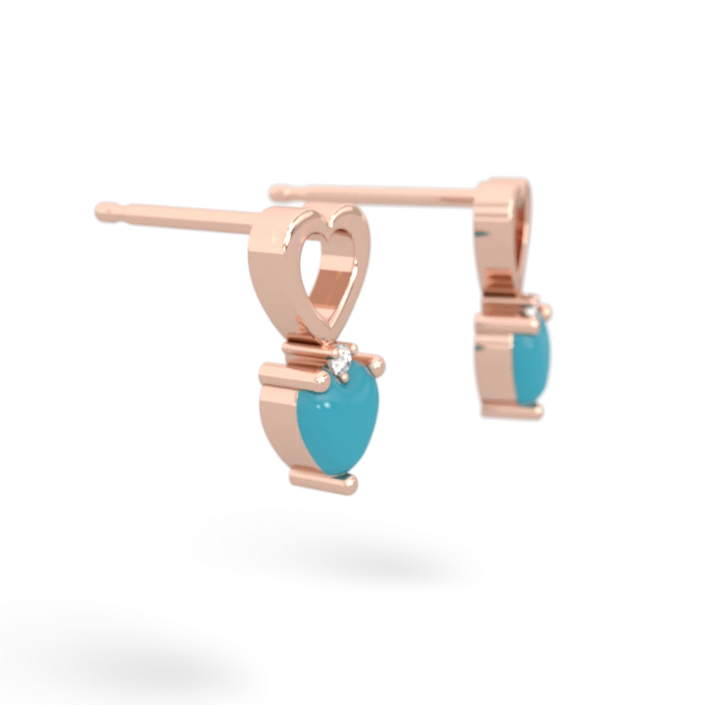 Turquoise Four Hearts 14K Rose Gold earrings E2558