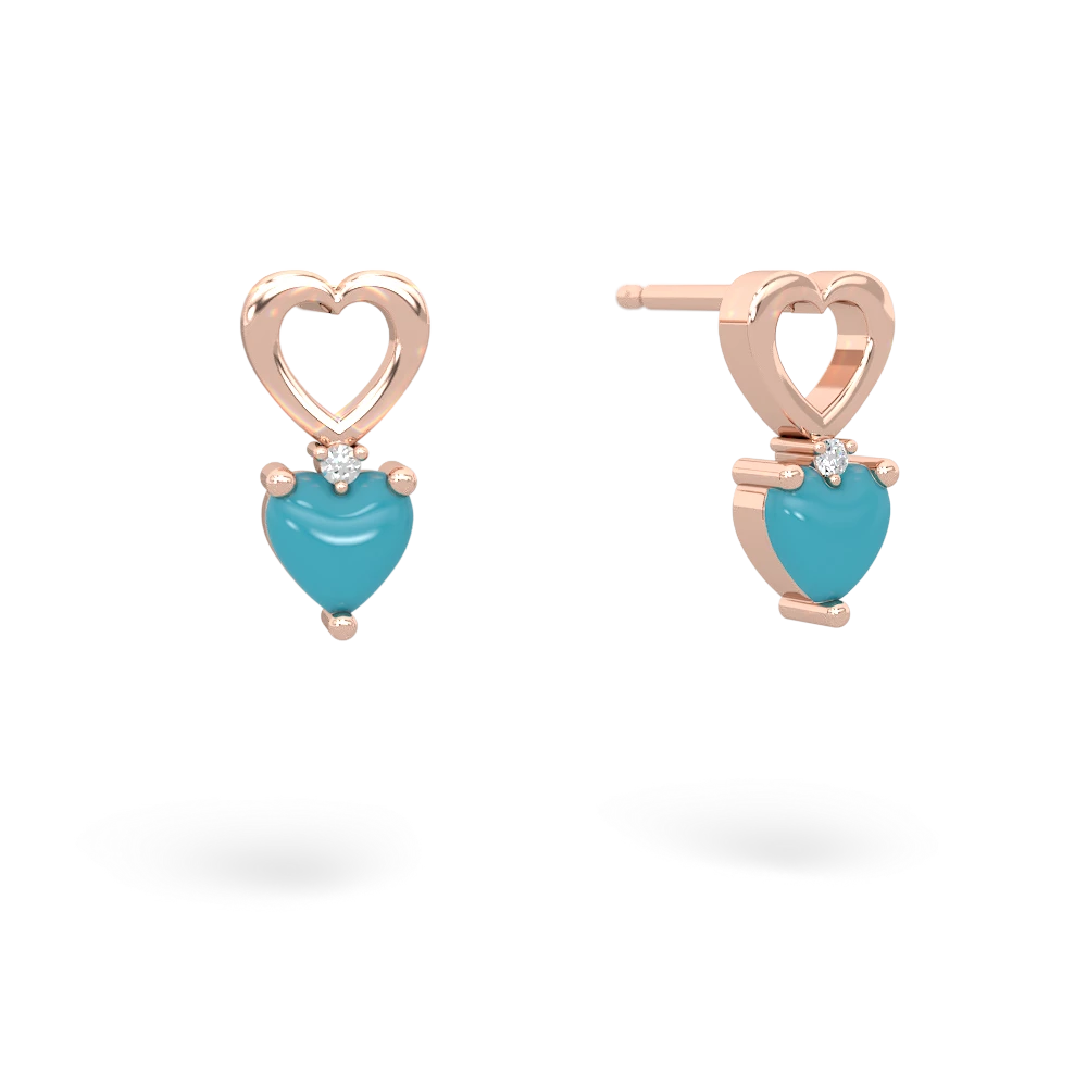 Turquoise Four Hearts 14K Rose Gold earrings E2558