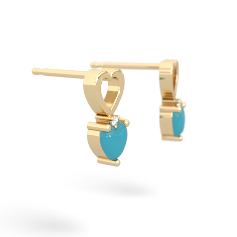 Turquoise Four Hearts 14K Yellow Gold earrings E2558